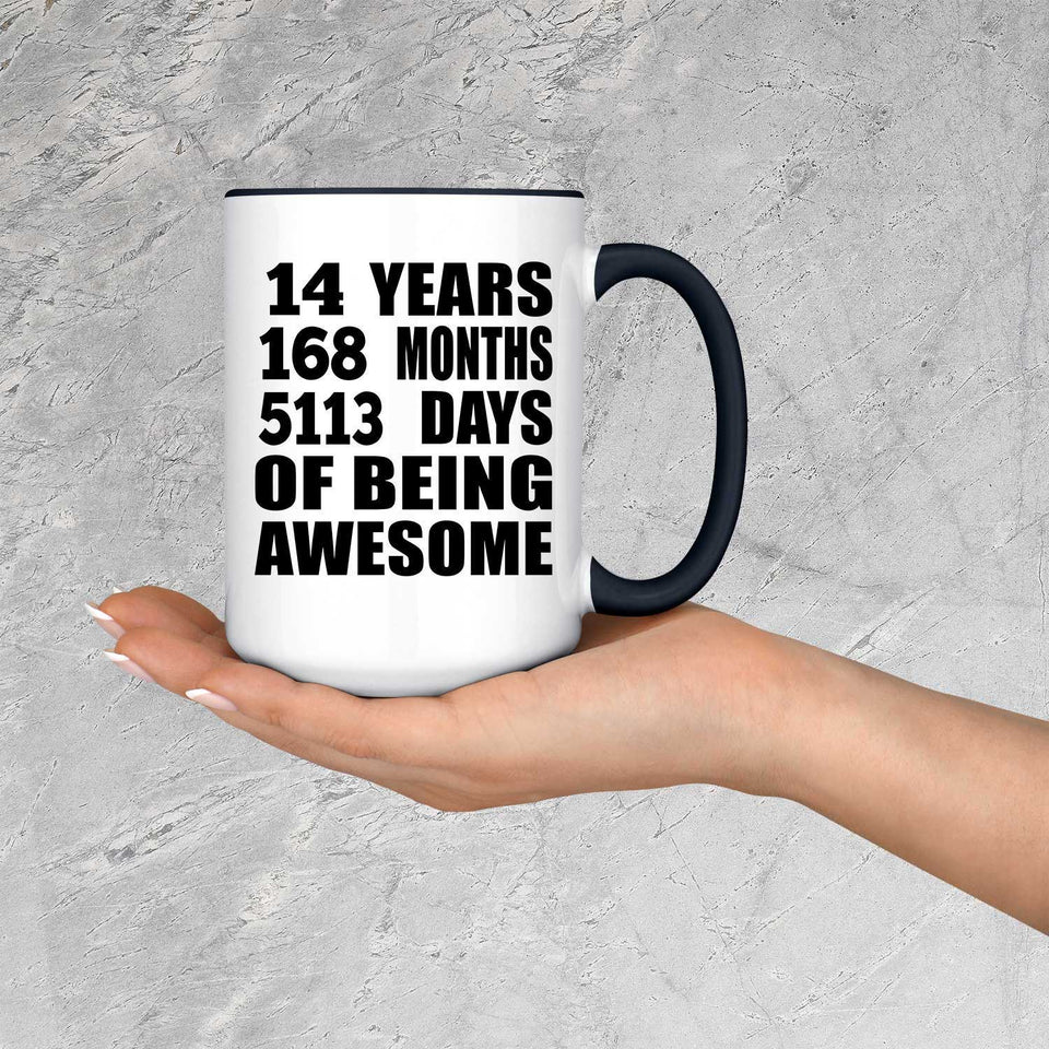 14th Birthday 14 Years 168 Months 5113 Days Of Awesome - 15oz Accent Mug Black