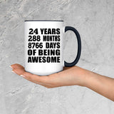 24th Birthday 24 Years 288 Months 8766 Days Of Awesome - 15oz Accent Mug Black