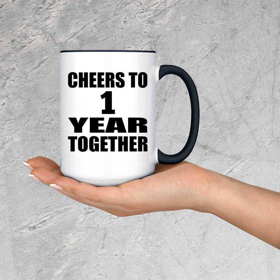 1st Anniversary Cheers To 1 Year Together - 15oz Accent Mug Black