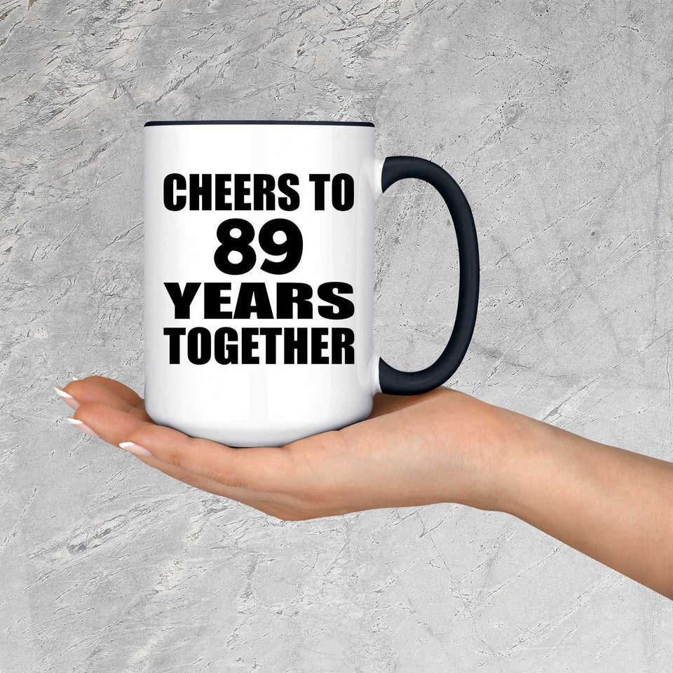 89th Anniversary Cheers To 89 Years Together - 15oz Accent Mug Black