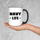 Navy Life - 15oz Accent Mug Black