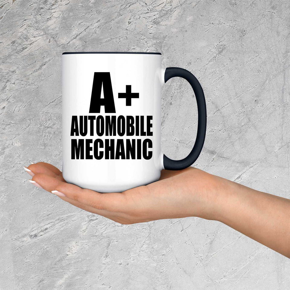 A+ Automobile Mechanic - 15oz Accent Mug Black