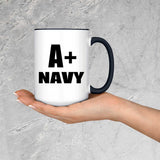 A+ Navy - 15oz Accent Mug Black