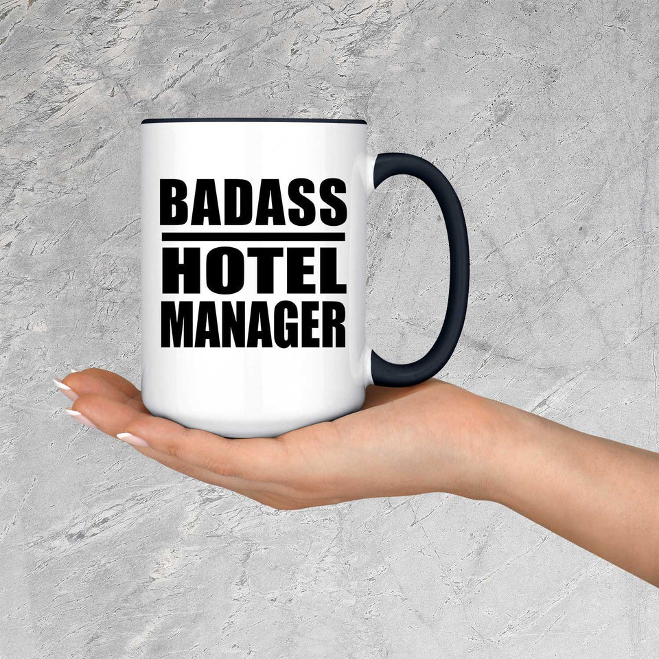 Badass Hotel Manager - 15oz Accent Mug Black