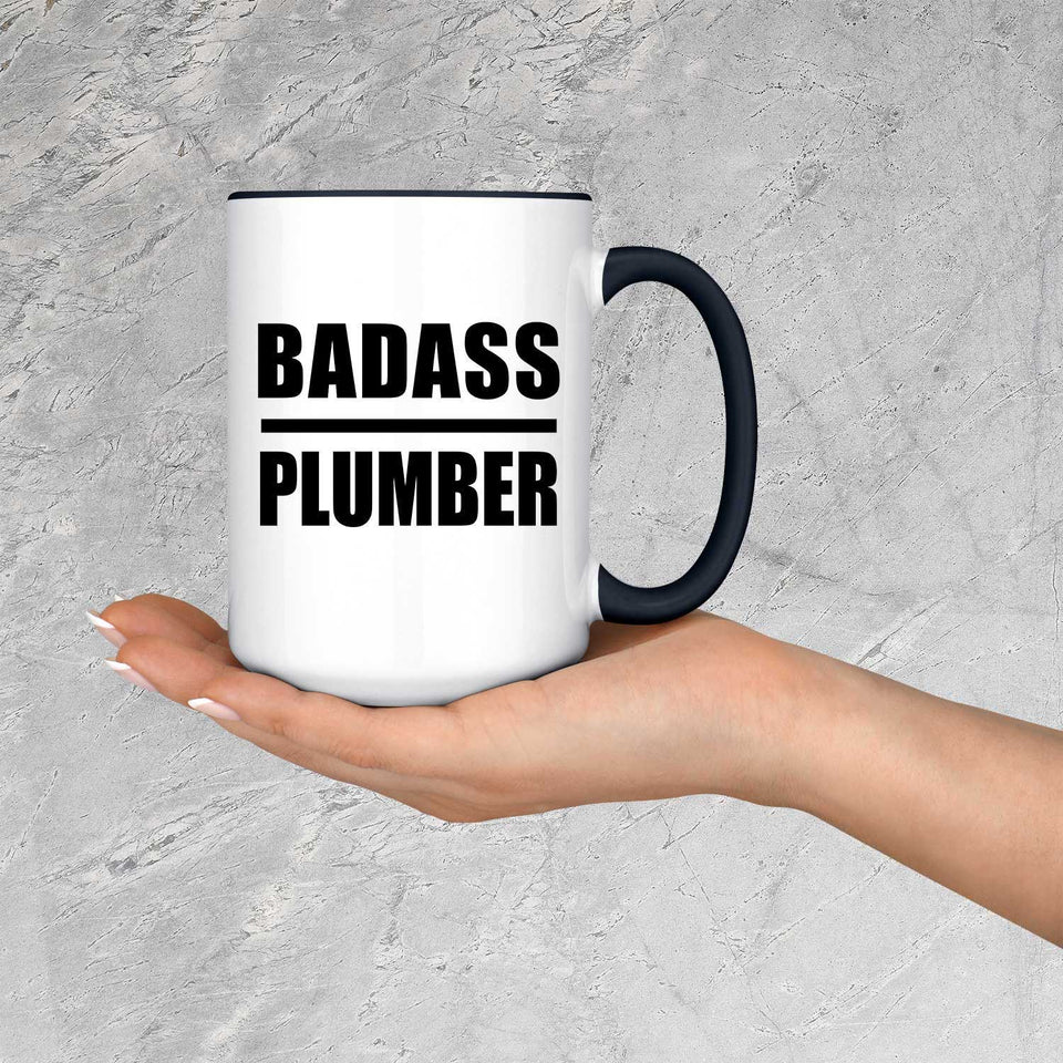 Badass Plumber - 15oz Accent Mug Black