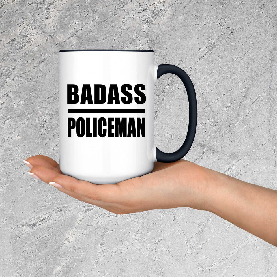 Badass Policeman - 15oz Accent Mug Black