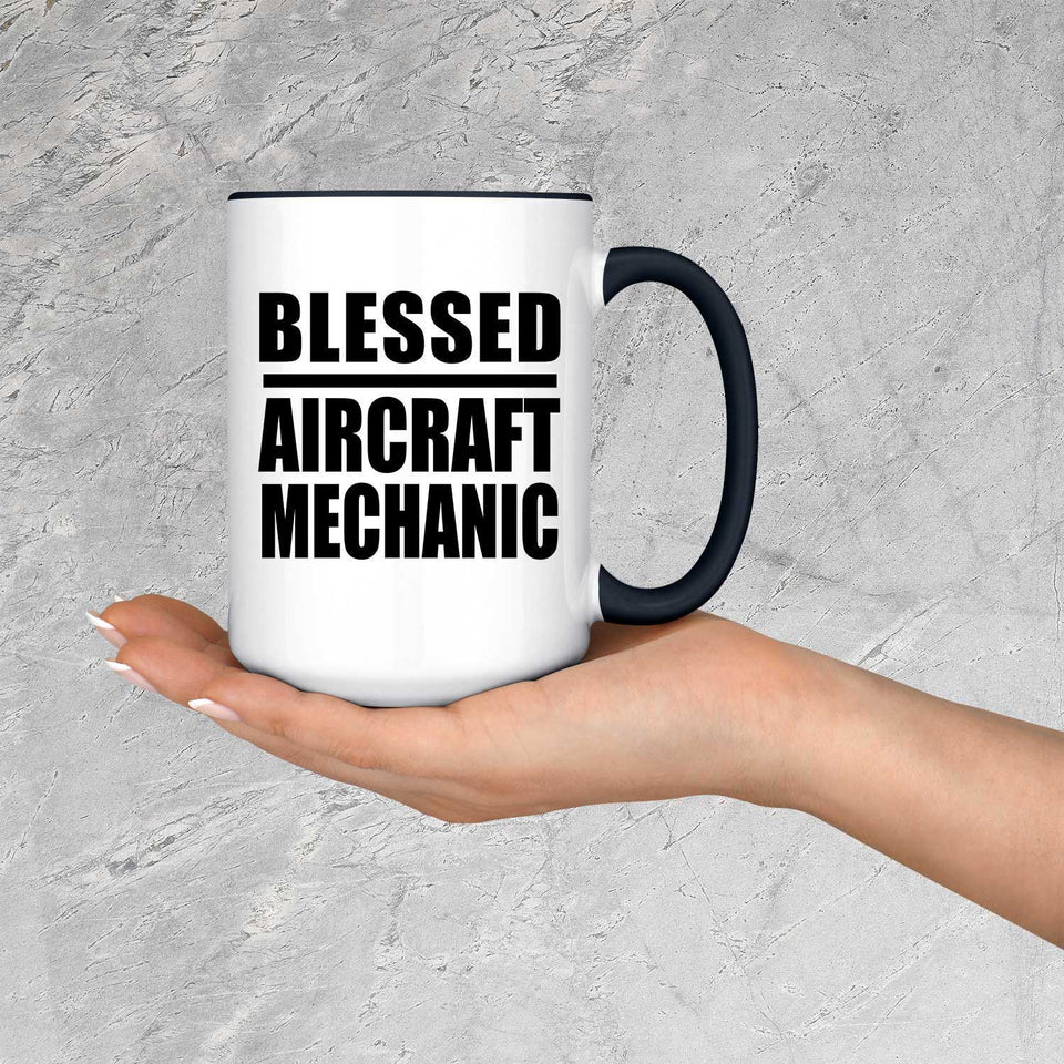 Blessed Aircraft Mechanic - 15oz Accent Mug Black