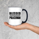 Blessed Policeman - 15oz Accent Mug Black