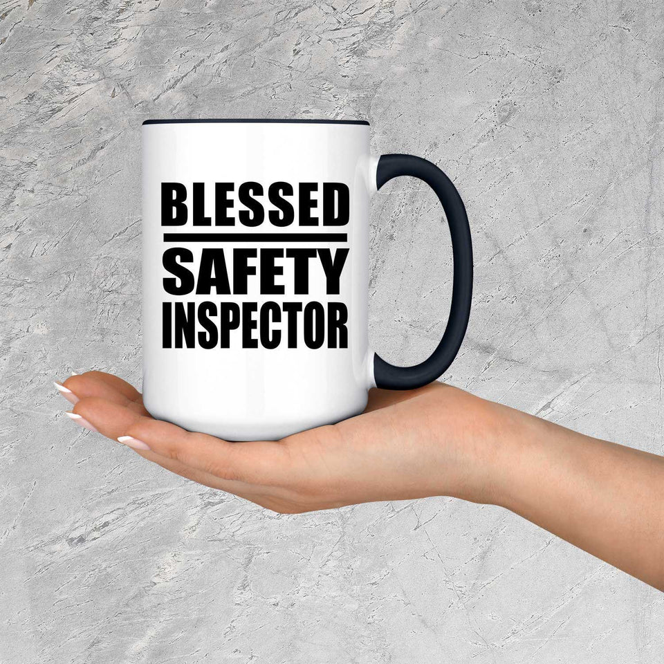 Blessed Safety Inspector - 15oz Accent Mug Black