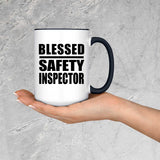 Blessed Safety Inspector - 15oz Accent Mug Black