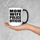 Mom Wife Police Officer - 15oz Accent Mug Black