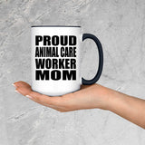 Proud Animal Care Worker Mom - 15oz Accent Mug Black