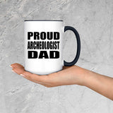Proud Archeologist Dad - 15oz Accent Mug Black