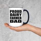 Proud Dairy Farmer Dad - 15oz Accent Mug Black