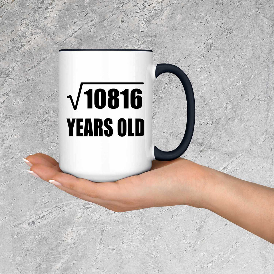 104th Birthday Square Root of 10816 Years Old - 15oz Accent Mug Black