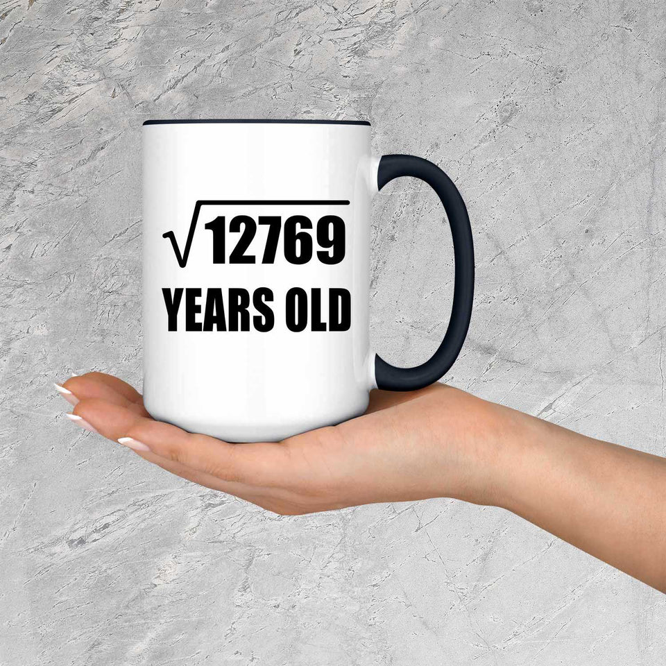 113th Birthday Square Root of 12769 Years Old - 15oz Accent Mug Black
