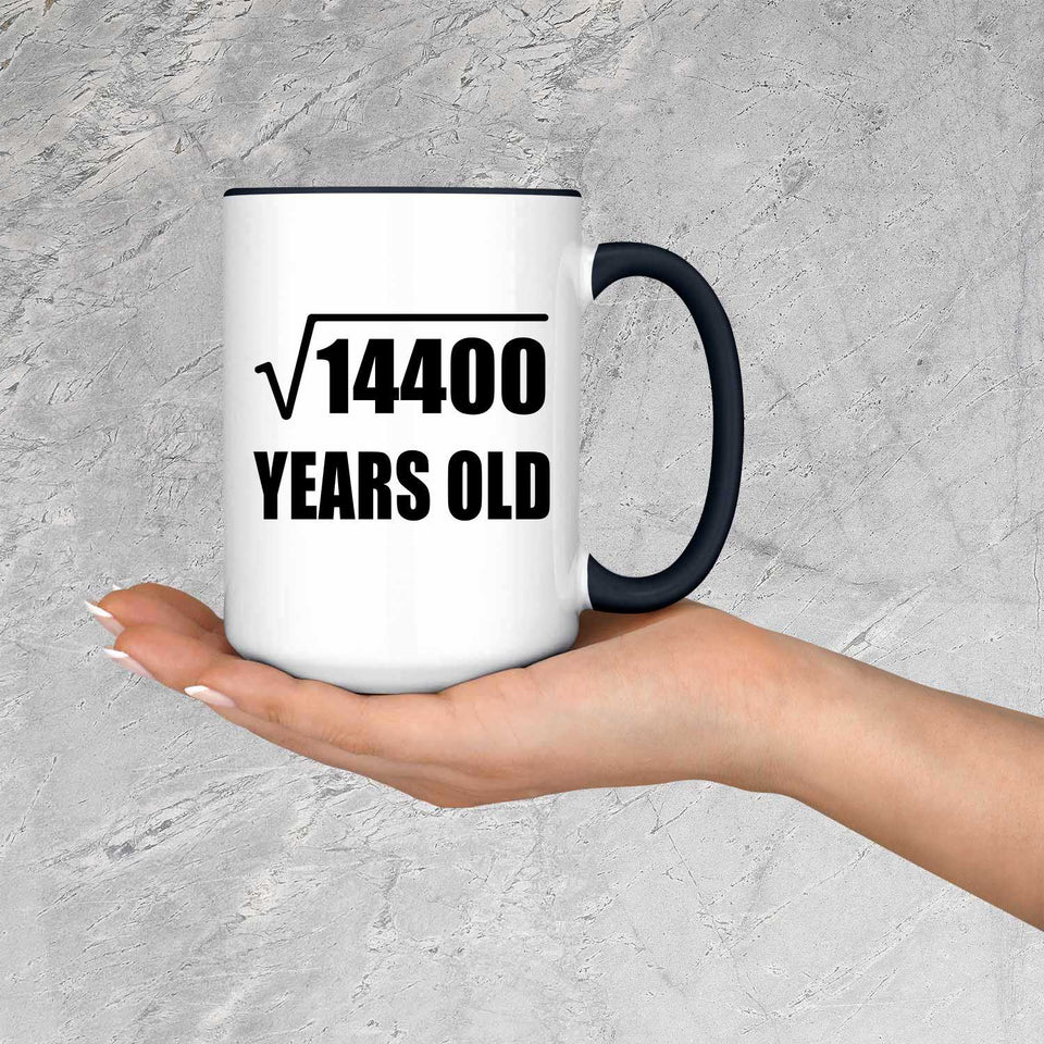120th Birthday Square Root of 14400 Years Old - 15oz Accent Mug Black