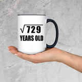 27th Birthday Square Root of 729 Years Old - 15oz Accent Mug Black