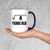2nd Birthday Square Root of 4 Years Old - 15oz Accent Mug Black