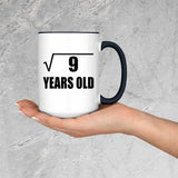 3rd Birthday Square Root of 9 Years Old - 15oz Accent Mug Black