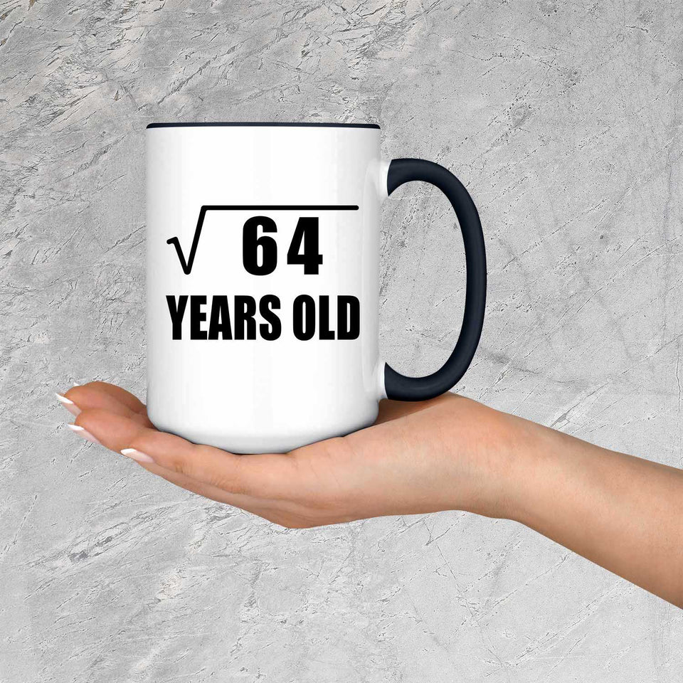 8th Birthday Square Root of 64 Years Old - 15oz Accent Mug Black
