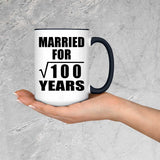 10th Anniversary Married For Square Root of 100 Years - 15oz Accent Mug Black