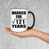 11th Anniversary Married For Square Root of 121 Years - 15oz Accent Mug Black