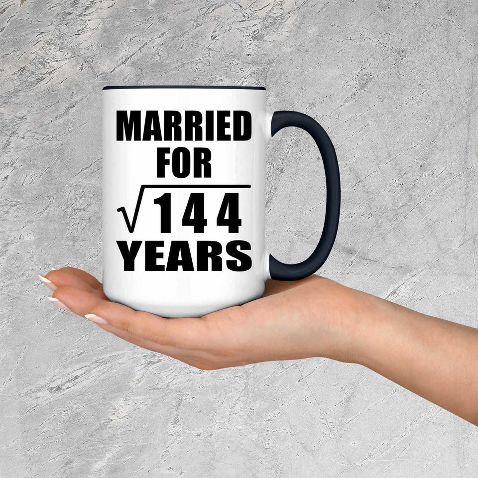 12th Anniversary Married For Square Root of 144 Years - 15oz Accent Mug Black