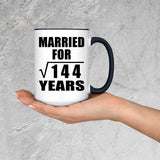 12th Anniversary Married For Square Root of 144 Years - 15oz Accent Mug Black