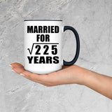 15th Anniversary Married For Square Root of 225 Years - 15oz Accent Mug Black