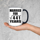 21st Anniversary Married For Square Root of 441 Years - 15oz Accent Mug Black