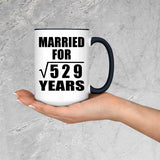 23rd Anniversary Married For Square Root of 529 Years - 15oz Accent Mug Black