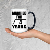 2nd Anniversary Married For Square Root of 4 Years - 15oz Accent Mug Black