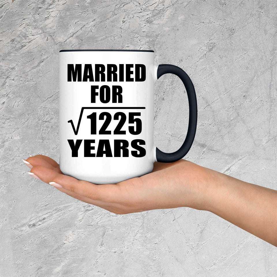 35th Anniversary Married For Square Root of 1225 Years - 15oz Accent Mug Black