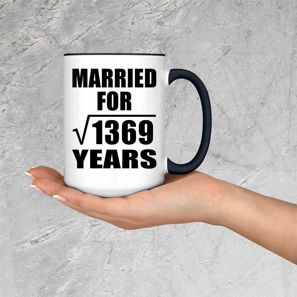 37th Anniversary Married For Square Root of 1369 Years - 15oz Accent Mug Black