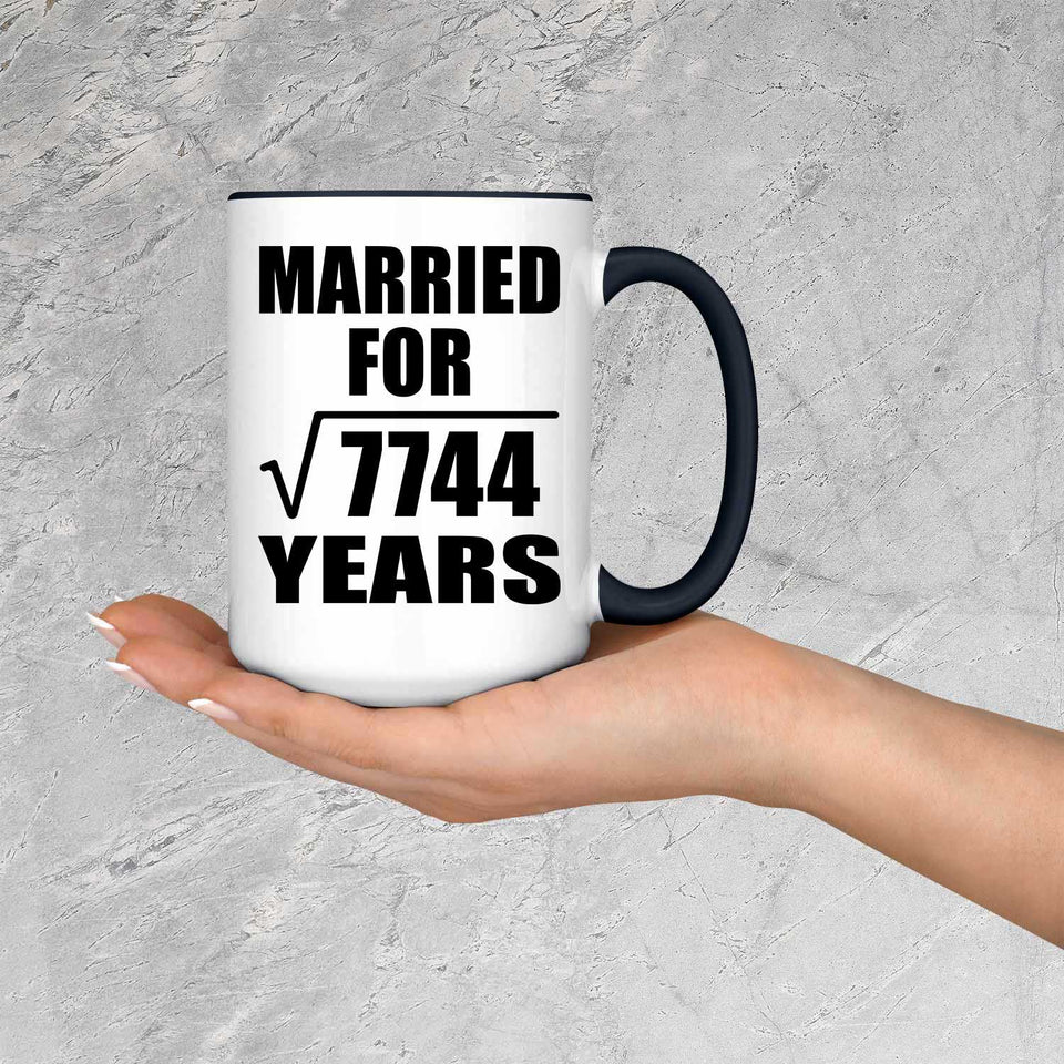 88th Anniversary Married For Square Root of 7744 Years - 15oz Accent Mug Black