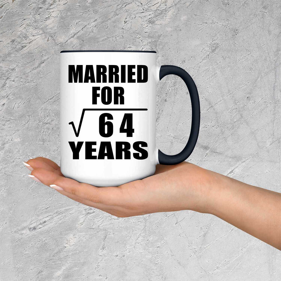 8th Anniversary Married For Square Root of 64 Years - 15oz Accent Mug Black