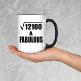 110th Birthday Square Root of 12100 & Fabulous - 15oz Accent Mug Black