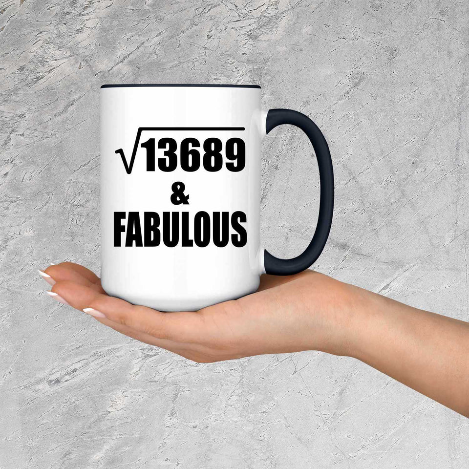 117th Birthday Square Root of 13689 & Fabulous - 15oz Accent Mug Black