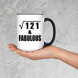 11th Birthday Square Root of 121 & Fabulous - 15oz Accent Mug Black