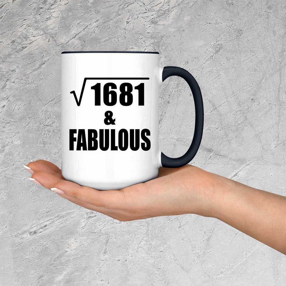 41st Birthday Square Root of 1681 & Fabulous - 15oz Accent Mug Black