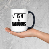 8th Birthday Square Root of 64 & Fabulous - 15oz Accent Mug Black