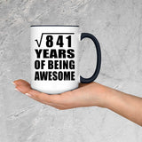 29th Birthday Square Root of 841 Years of Being Awesome - 15oz Accent Mug Black