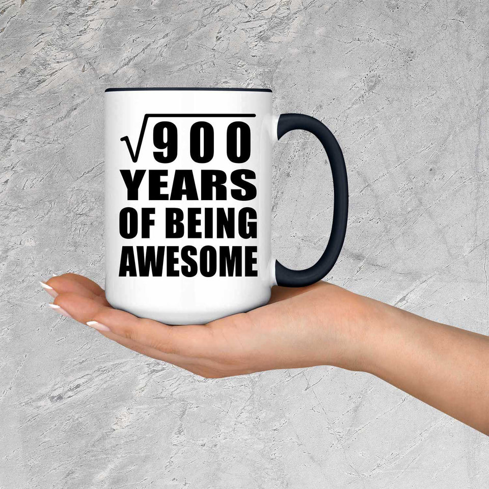 30th Birthday Square Root of 900 Years of Being Awesome - 15oz Accent Mug Black