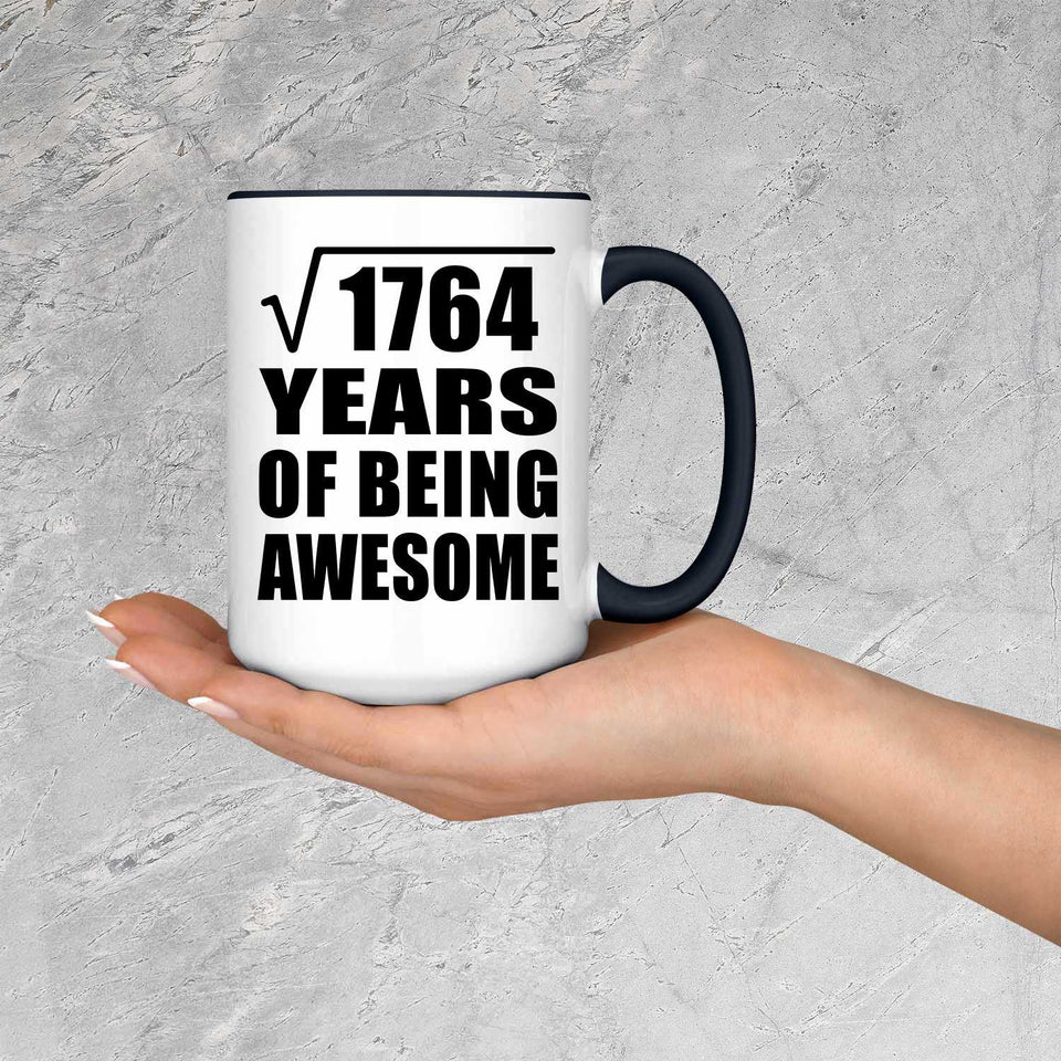 42nd Birthday Square Root of 1764 Years of Being Awesome - 15oz Accent Mug Black