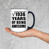44th Birthday Square Root of 1936 Years of Being Awesome - 15oz Accent Mug Black