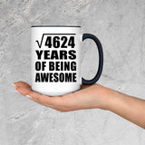 68th Birthday Square Root of 4624 Years of Being Awesome - 15oz Accent Mug Black