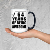 8th Birthday Square Root of 64 Years of Being Awesome - 15oz Accent Mug Black