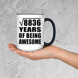 94th Birthday Square Root of 8836 Years of Being Awesome - 15oz Accent Mug Black
