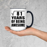 9th Birthday Square Root of 81 Years of Being Awesome - 15oz Accent Mug Black